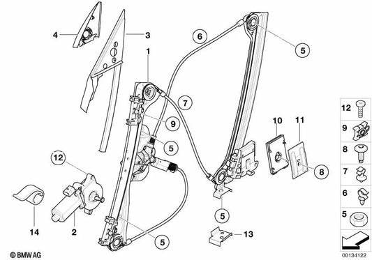 Dreieckige Dichtung für den linken Außenspiegel für BMW Z4 E85 (OEM 51337023967). Original BMW.