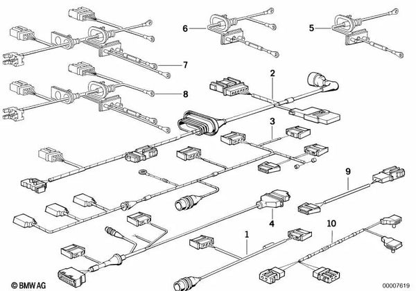 Juego de cables del airbag para conductor y acompañante para BMW E34, E32 (OEM 61128356060). Original BMW.