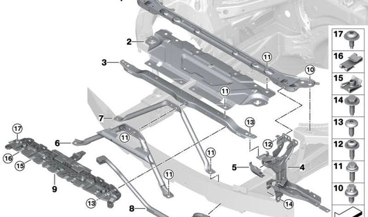 Chasis-Verstärkung U-Strebe OEM 51647956353 für BMW G23. Original BMW.