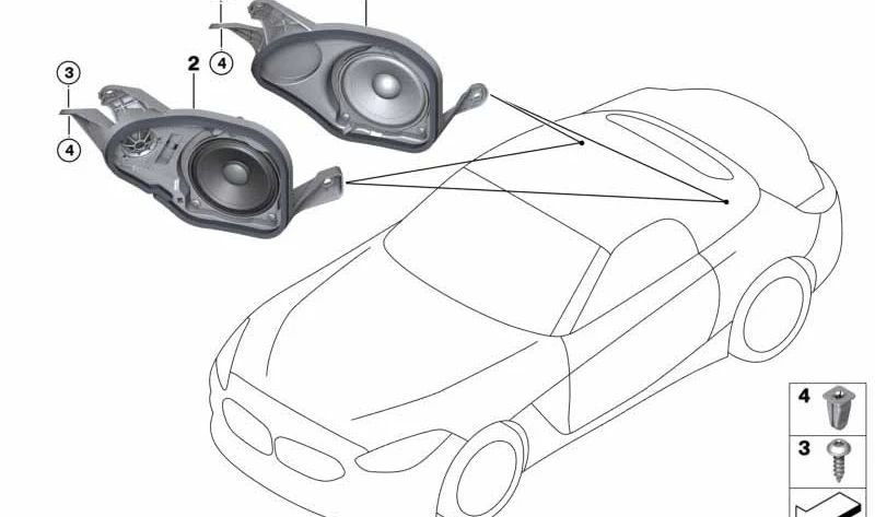 Soporte Altavoz Separador derecho para BMW Z4 G29 (OEM 65132622494). Original BMW