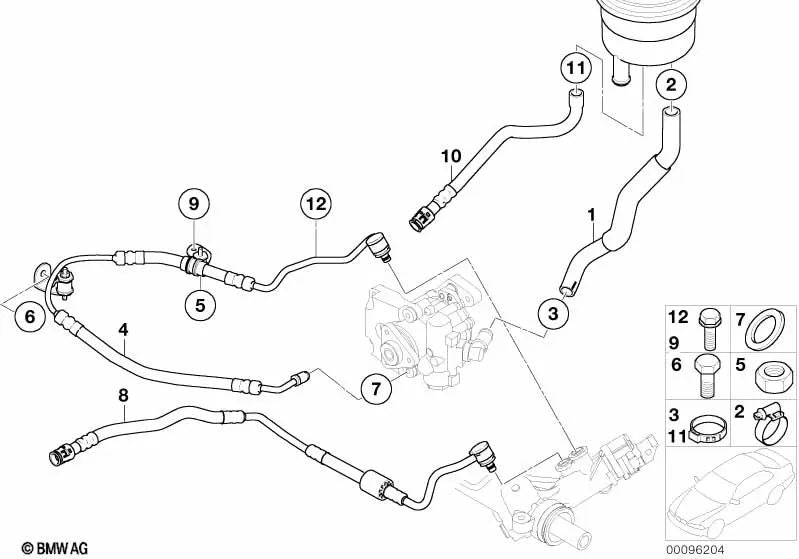 Abrazadera para manguera para BMW E81, E82, E87, E87N, E88, E46, E90, E90N, E91, E91N, E92, E92N, E93, E93N, E60, E60N, E61, E61N, F07, F10, F11, F06, F12, F13, E63, E63N, E64, E64N, F01, F01N, F02, F02N, E84, E83, E83N, E70, E70N, E71, E85, E86 (OEM 3241