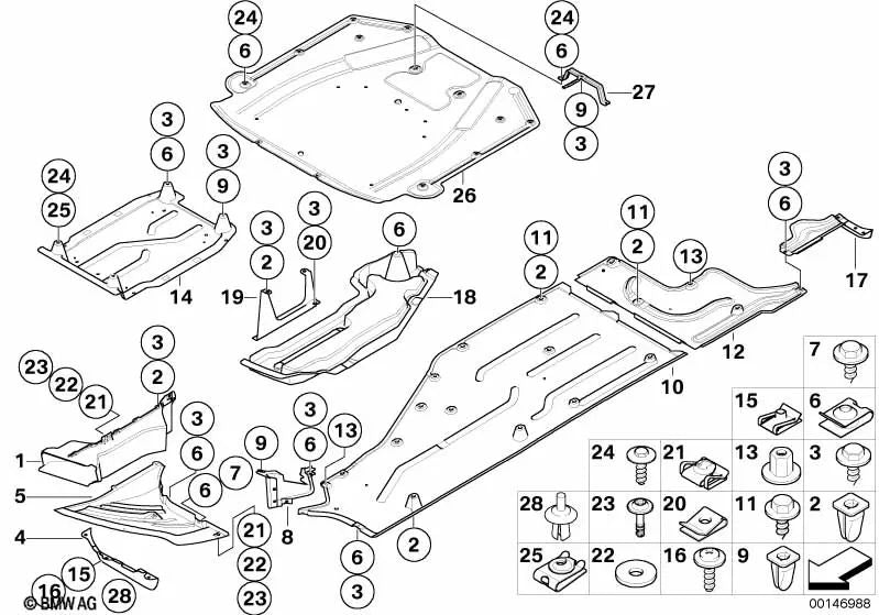 Untere rechte Abdeckung für BMW 7er E65, E66 (OEM 51717153788). Original BMW