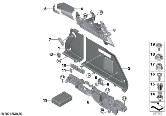 Cubierta de revestimiento barandilla derecha para BMW I20 (OEM 51476926698). Original BMW.