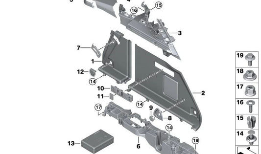 Panel lateral derecho OEM 51475B350A6 para BMW Serie 3 (G20, G21) y BMW Serie 4 (G22, G23, G26). Original BMW.