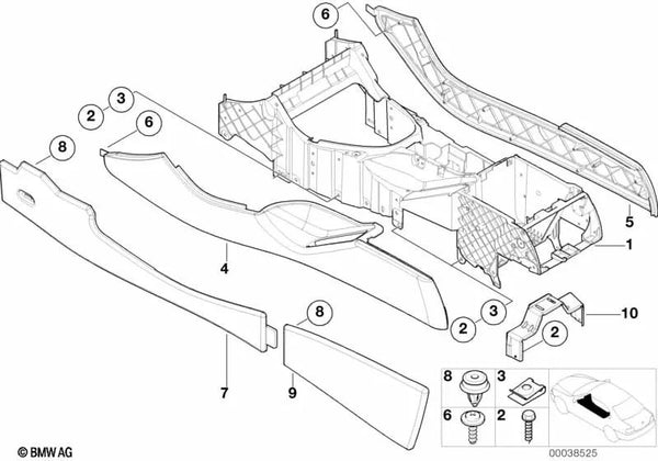 Soporte Consola Central para BMW E53 (OEM 51168402939). Original BMW