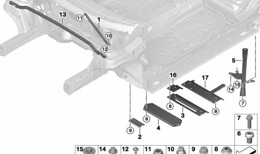 Fuel tank protection deflector for BMW 1 Series F52, 2 Series F45, F46, X1 F48, F49, MINI F54, F60 (OEM 51717468799). Original BMW