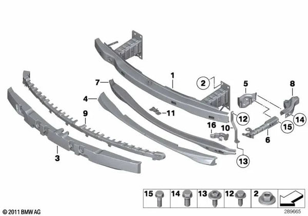 Pieza adaptador delantera derecha para BMW E82, E88, E92N, E93N (OEM 51117294936). Original BMW