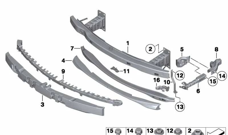 Absorbedor de impacto delantero izquierdo OEM 51117294939 para BMW E92, E93. Original BMW.