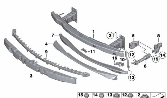 Absorbedor de impacto delantero izquierdo OEM 51117294939 para BMW E92, E93. Original BMW.