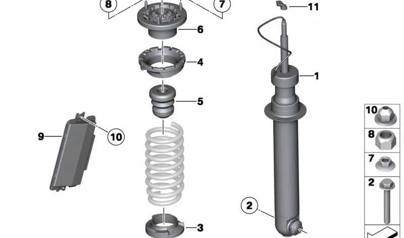 Rear shock absorber for BMW F10 (OEM 33522284047). Original BMW