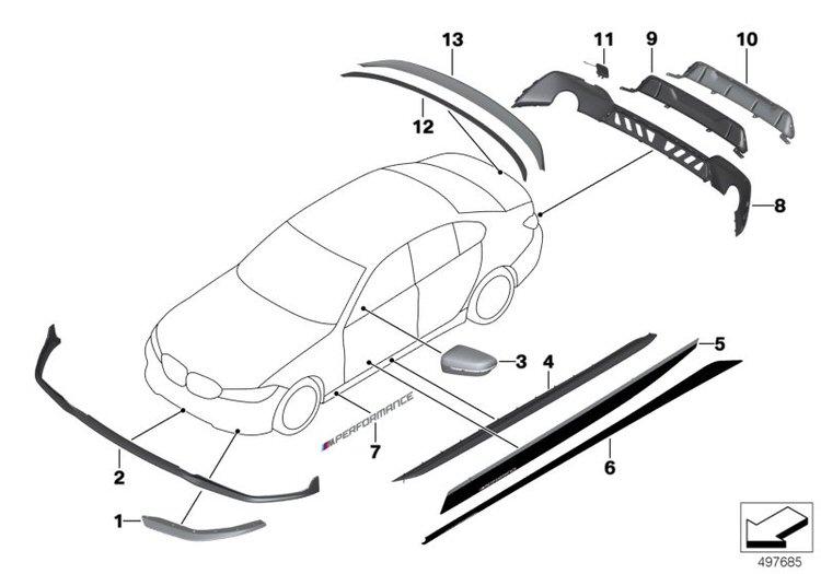 Spoiler Trasero Negro Mate M Performance Para Bmw G20. Original Recambios