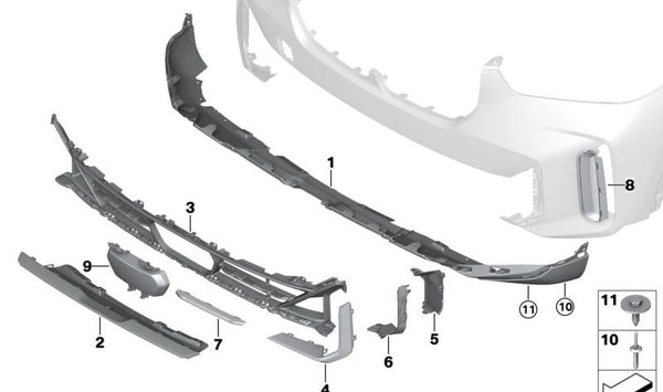 Rejilla embellecedora lateral izquierda OEM 51115A20603 para BMW X5 (G05). Original BMW.