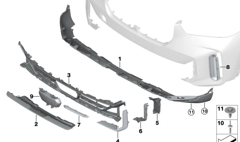 Lower Bumper Deflector for BMW X5 G05N (OEM 51115A1AF32). Original BMW