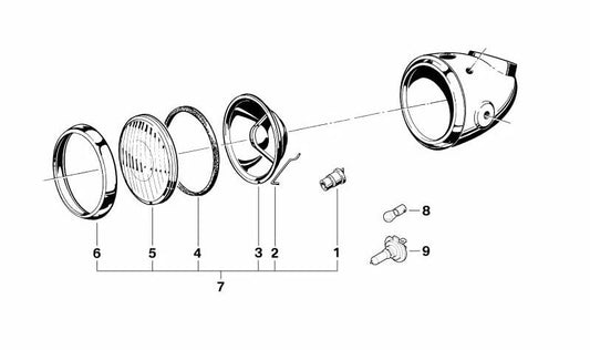 Faro delantero OEM 63121356693 para BMW (E21, E23, E24, E28, E30). Original BMW.