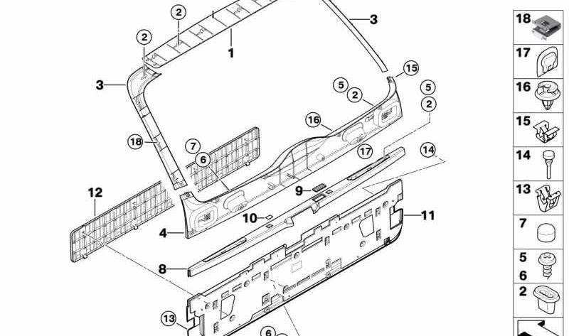 Clip di fissaggio OEM 07146963454 per BMW E81, E82, E87, E88, E53, E85, E86. BMW originale.