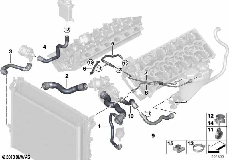 Coolant pipe for BMW 7 Series G12, G12N (OEM 17128602731). Genuine BMW