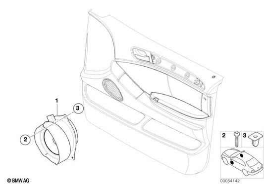 Altavoz Estéreo Derecho para BMW X5 E53 (OEM 65138379568). Original BMW.