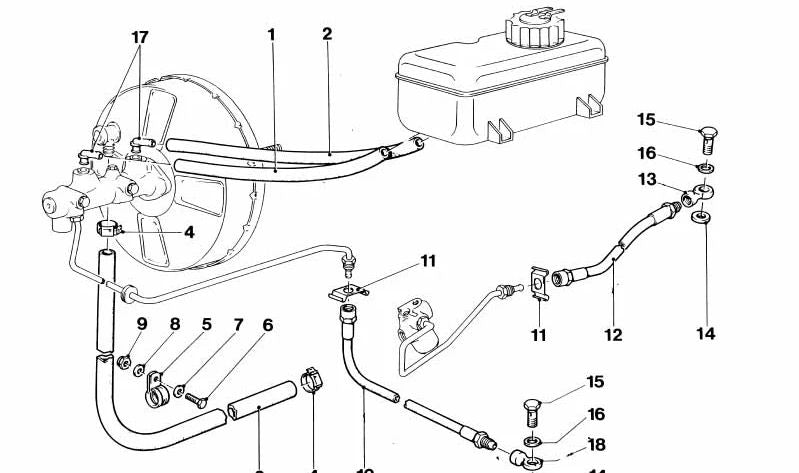 OEM Vacuum Tube 34331115926 for BMW E21, E30, E36, E46, E12, E28, E34, E39, E24, E23, E32, Z1, Z3. Genuine BMW