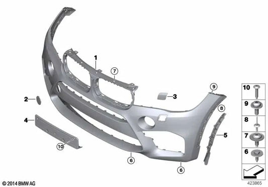 Revestimiento del parachoques imprimado delantero para BMW X5 F85 (OEM 51118066733). Original BMW.