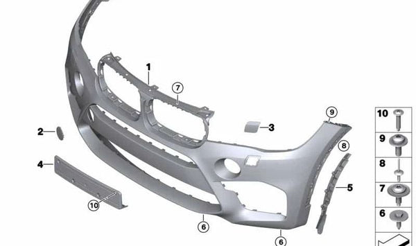 Paragolpes delantero imprimado OEM 51118056718 para BMW F86 (X6 M). Original BMW.