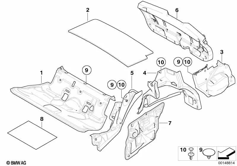 Aislamiento acústico del suelo trasero para BMW E91, E91N (OEM 51487139132). Original BMW