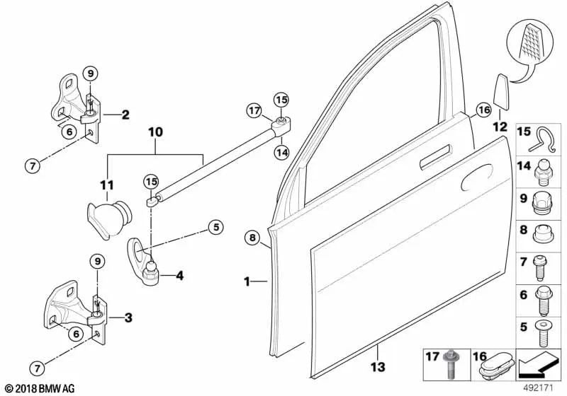 Linke Gasstoßdämpferhalterung für BMW 7er E65, E66 (OEM 41217028451). Original BMW.