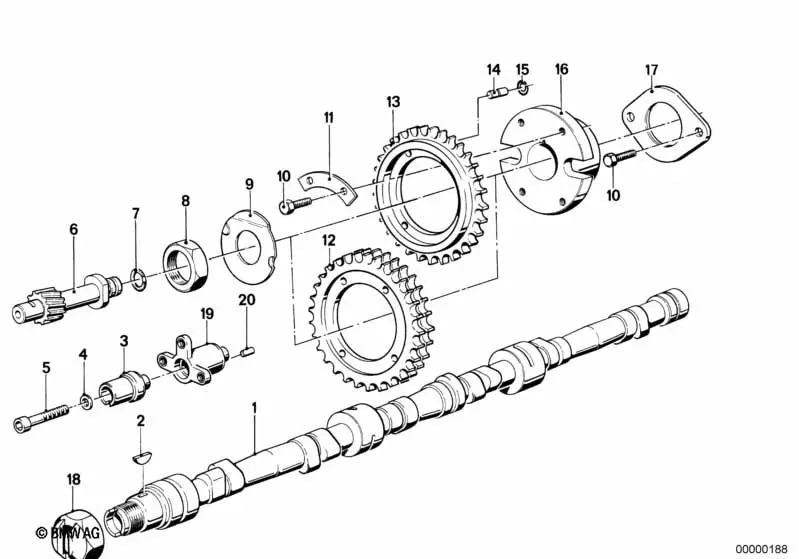 Camshaft for BMW E28, E24, E23 (OEM 11311289868). Genuine BMW