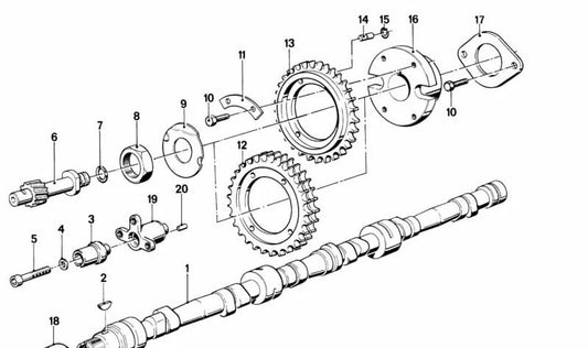 Árbol de levas OEM 11311269448 para BMW E12, E28, E24, E23. Original BMW.