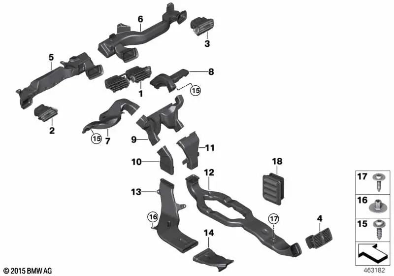 Canal de calefacción para BMW Serie 2 F45, F46, X1 F48, F49, X2 F39 (OEM 51459263338). Original BMW