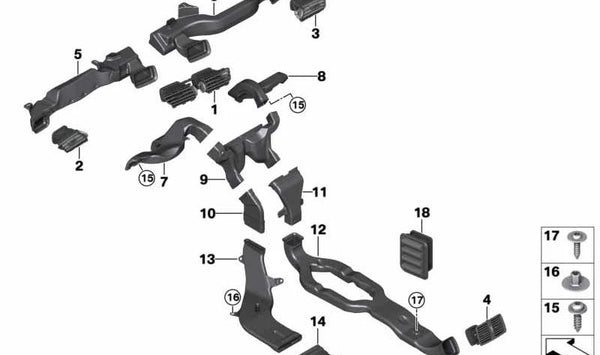 Rejilla de ventilación izquierda para BMW F48, F49, F39 (OEM 64229292739). Original BMW.