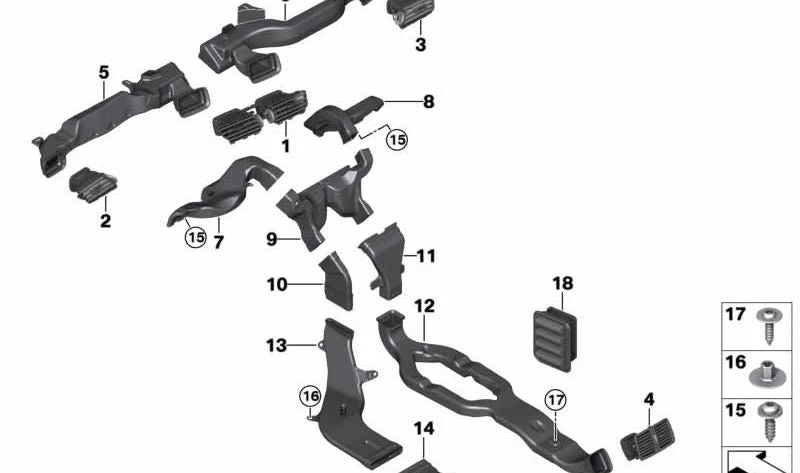 Rejilla de aire fresco central para BMW F52 (OEM 64229328529). Original BMW