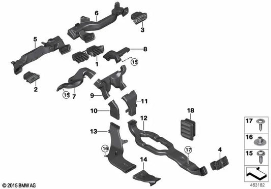 Heizkanal Fußraum links für BMW 2er F45, F45N, F46, F46N, X1 F48, F48N, X2 F39 (OEM 51459263339). Original BMW.