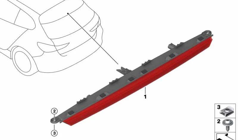 Tercera luz de freno para BMW F40, F70 (OEM 63257450659). Original BMW