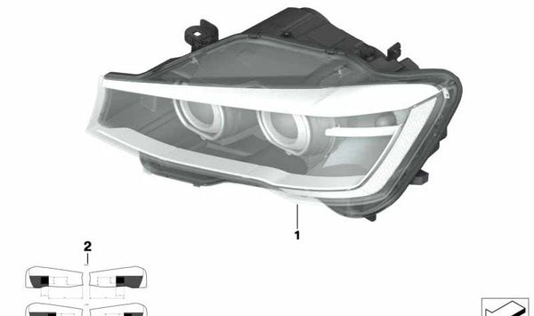 Faro delantero izquierdo xenón adaptativo OEM 63117401139 para BMW F25 (X3), F26 (X4). Original BMW.