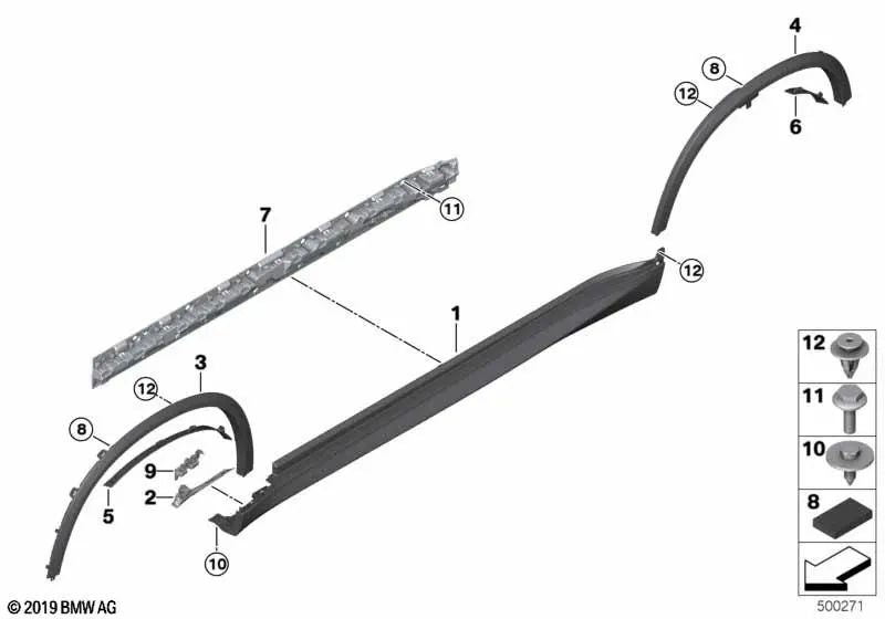 Fender posteriore sinistro per BMW X5 G05 (OEM 517780935). BMW originale