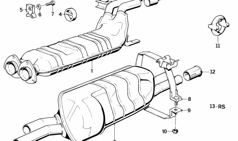 Suporte de Escape OEM 18211175445 para BMW E30, E12, E28, E34, E24, E23, E32. BMW original.