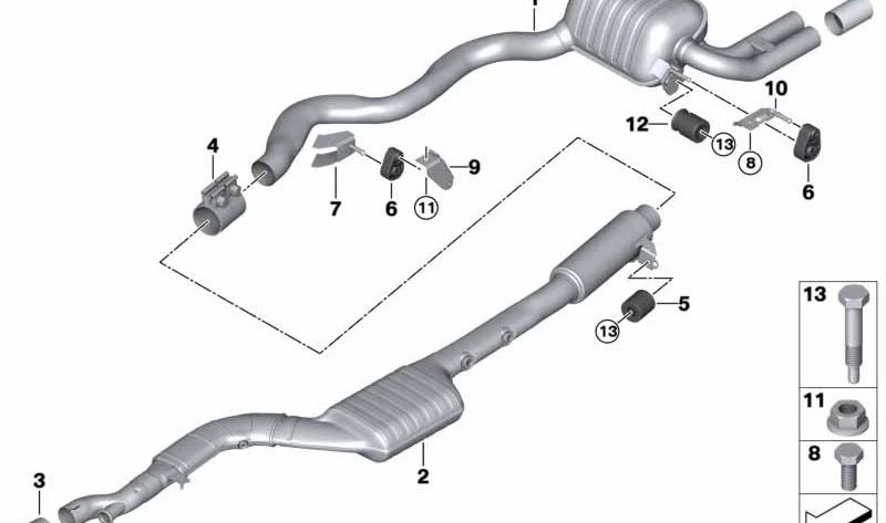 Silenciador trasero para BMW Serie 3 F34N (OEM 18308591746). Original BMW