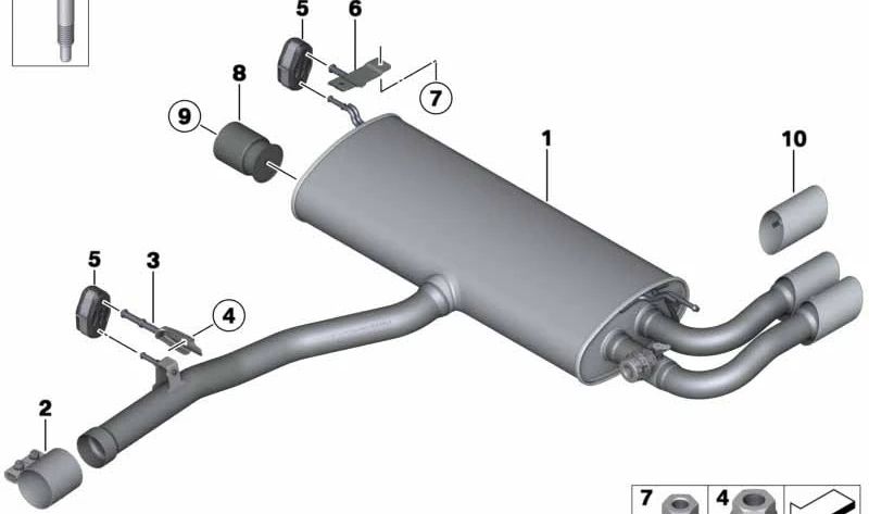 Silenciador trasero con válvula de escape para BMW F25, F26 (OEM 18308686883). Original BMW