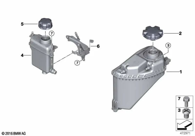 Ausgleichsbehälter für BMW 7er F01, F01N, F02, F02N, G12, G12N (OEM 17138671387). Original BMW