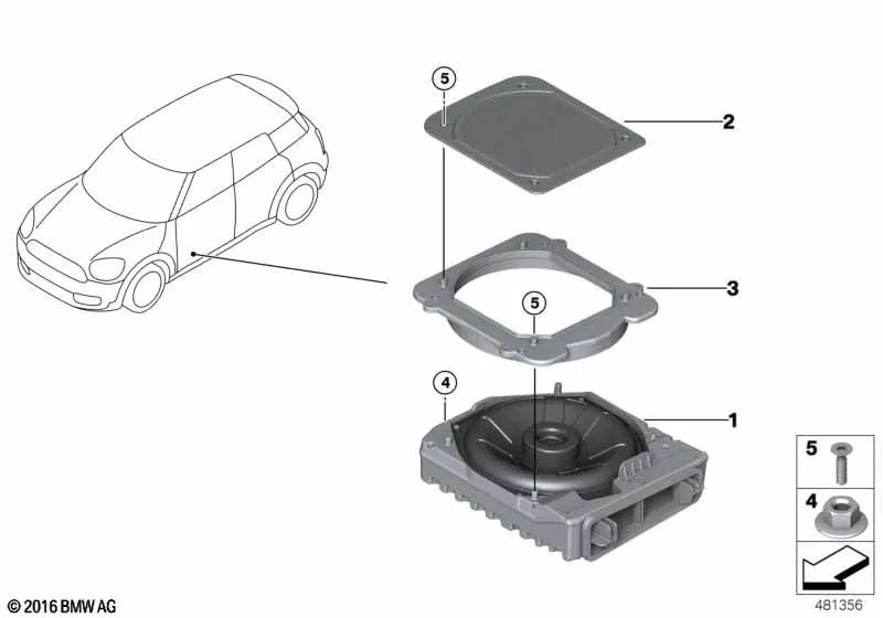 Linker Center-Lautsprecher für BMW 2er F45, F46, F45N, F46N, X1 F48, F49, F48N, F49N, X2 F39 (OEM 65139256349). Original BMW.