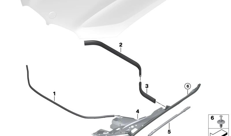 Front Hood Gasket OEM 51767418184 for BMW G05, G18, F95, G06, F96, G07, G09. Original BMW.