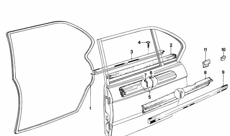 Sealing Lip for BMW 5 Series E12 (OEM 51211854295). Original BMW