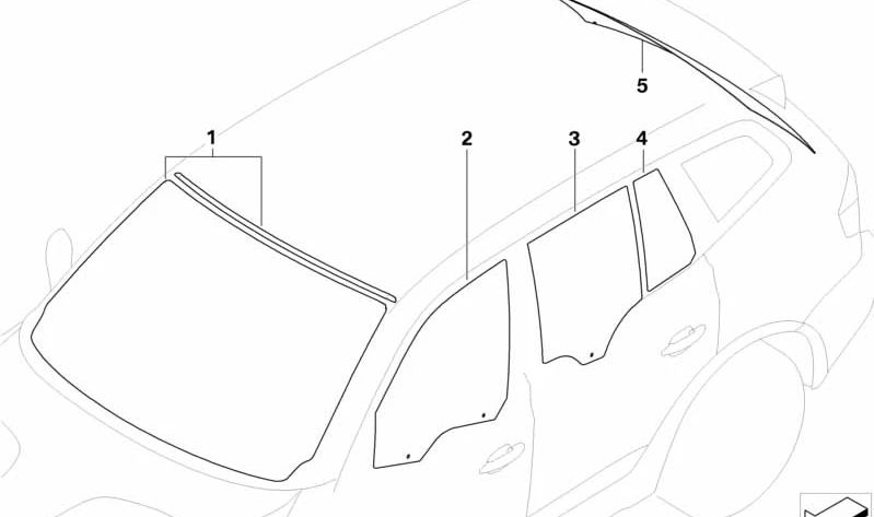 Luna posteriore verde con un'antenna OEM 51317055432 per BMW E83. BMW originale.