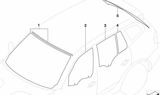 Luna posteriore verde con un'antenna OEM 51317055432 per BMW E83. BMW originale.