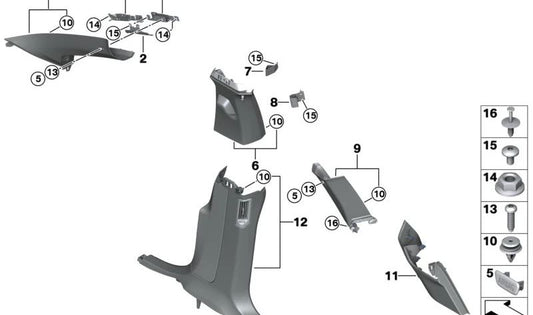 Left D-pillar trim OEM 51435A9DD43 for BMW iX (I20). Original BMW.