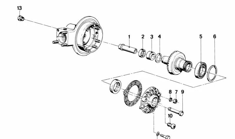 Silentblock diferencial trasero OEM 33111239084 para BMW E23, E24, E28, E30, E31, E32, E34, E36, Z3. Original BMW.