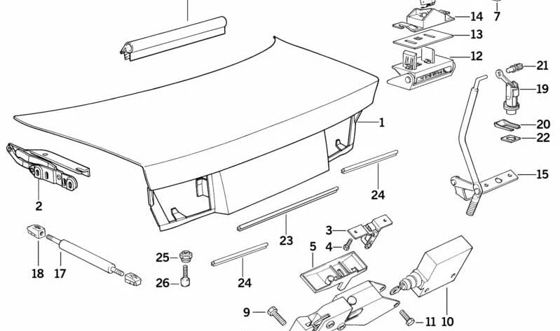 Cierre de gancho OEM 51241970590 para BMW E31. Original BMW.