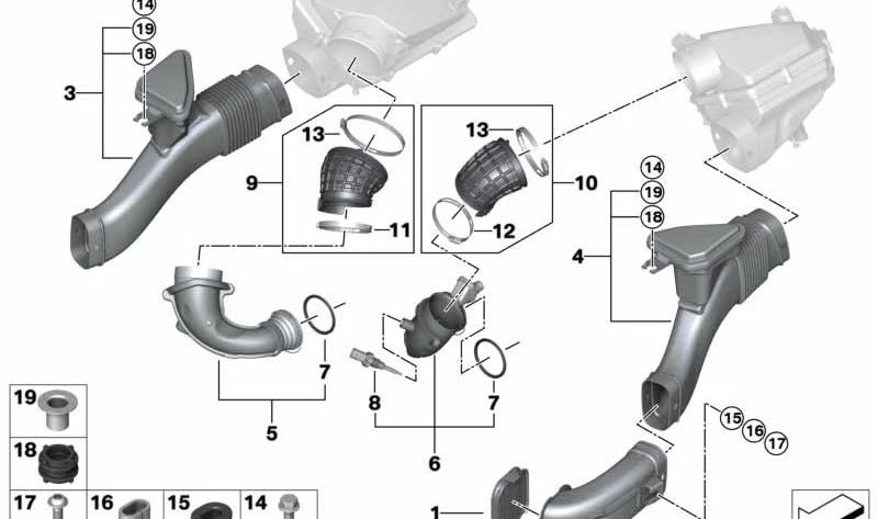 Luftkanal für BMW G05, G06, G07 (OEM 13718689758). Original BMW