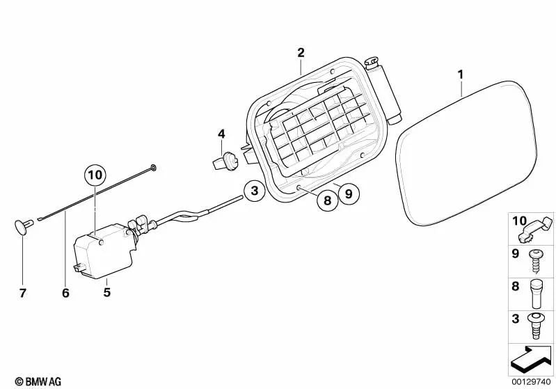 Filler Cap Actuator for BMW E83 (OEM 67116987634). Original BMW