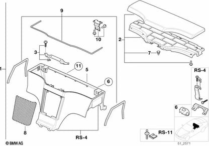 Conjunto de dobradiças para caixa de armazenamento para BMW (OEM 51168399075). BMW original